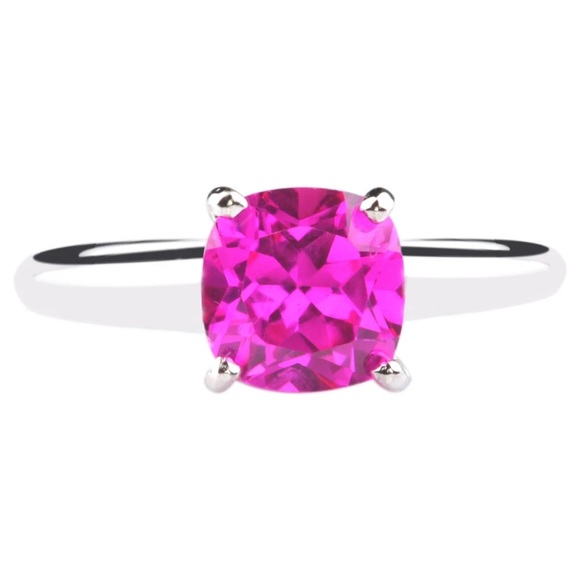 1.50Ct Cushion Shape 100% Natural Pink Tourmaline Ring In 925 Sterling Silver - Picture 6 of 7